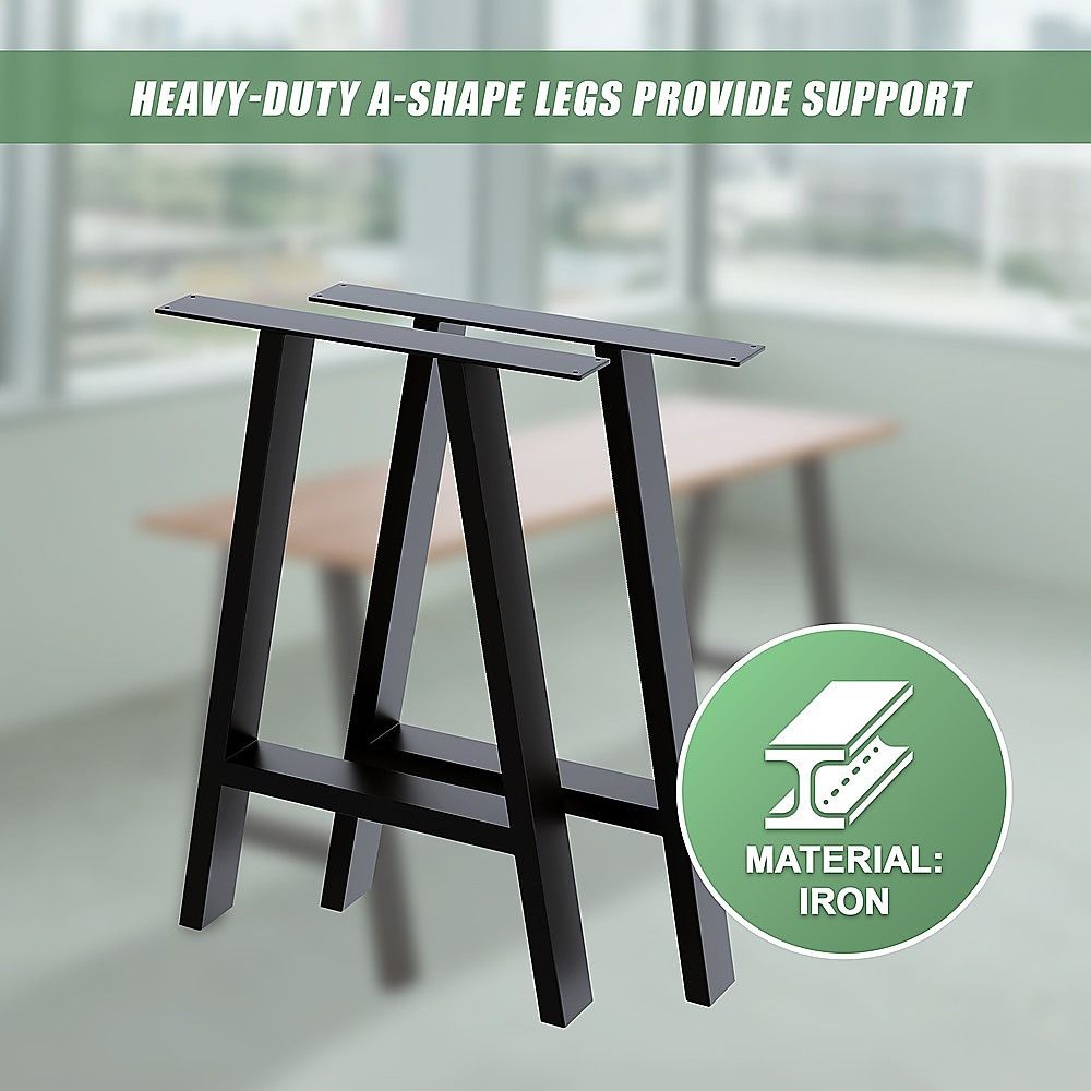 Rustic Dining Table Legs 2x Steel Industrial Vintage 71cm - Black