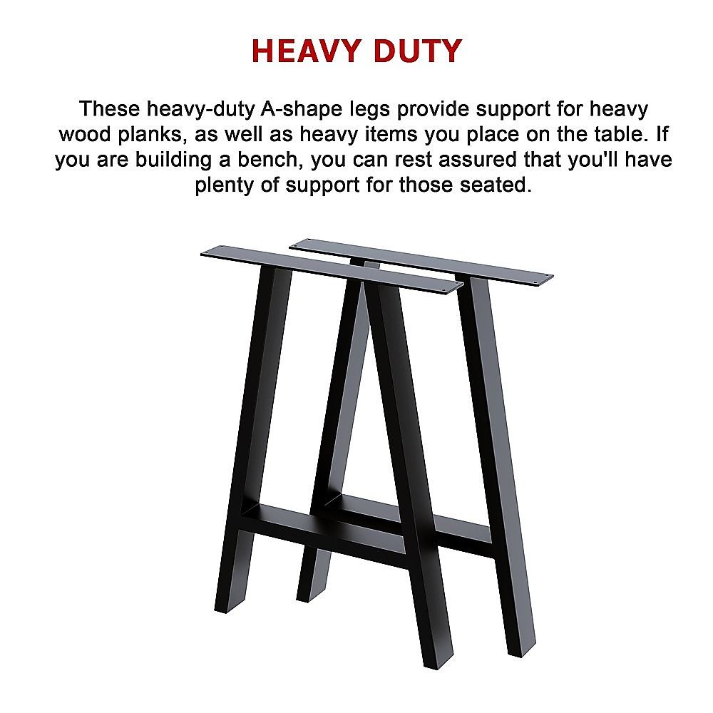 Rustic Dining Table Legs 2x Steel Industrial Vintage 71cm - Black