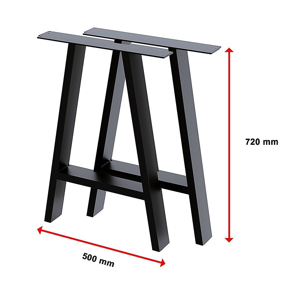 Rustic Dining Table Legs 2x Steel Industrial Vintage 71cm - Black