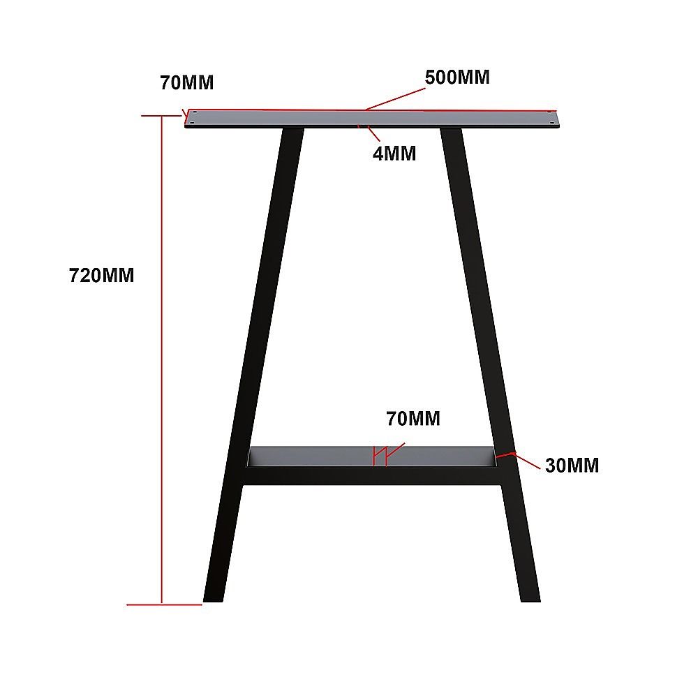 Rustic Dining Table Legs 2x Steel Industrial Vintage 71cm - Black