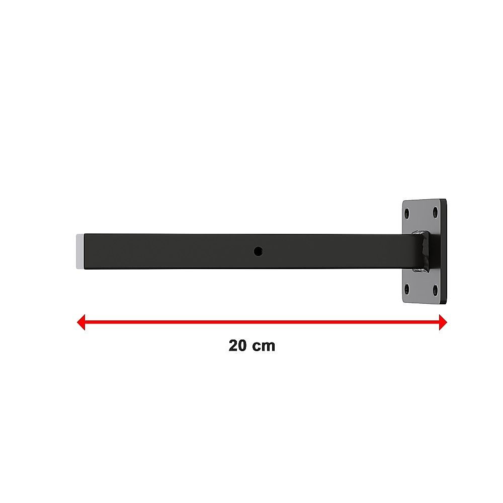 Floating Shelf Brackets 20cm Industrial Metal Shelving Supports 4-Pack - Black