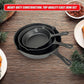 Cast Iron Skillet Fry Pan Set Pre-Seasoned 3 Pcs Frying Pan Set