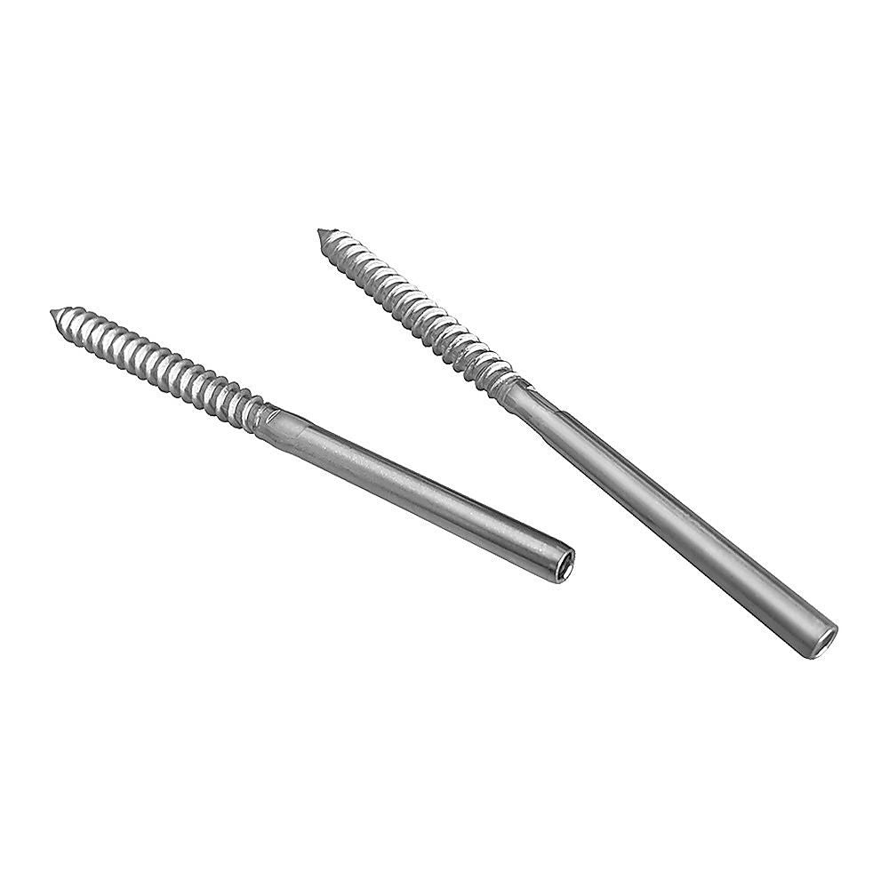 Stainless Steel DIY Rope Balustrade Kit 3.2mm Swage 2 x Lag Screw Term - 10 Pack