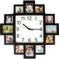 Photo Frame Clock 12-Picture Display Collage Wall Clock Home Décor