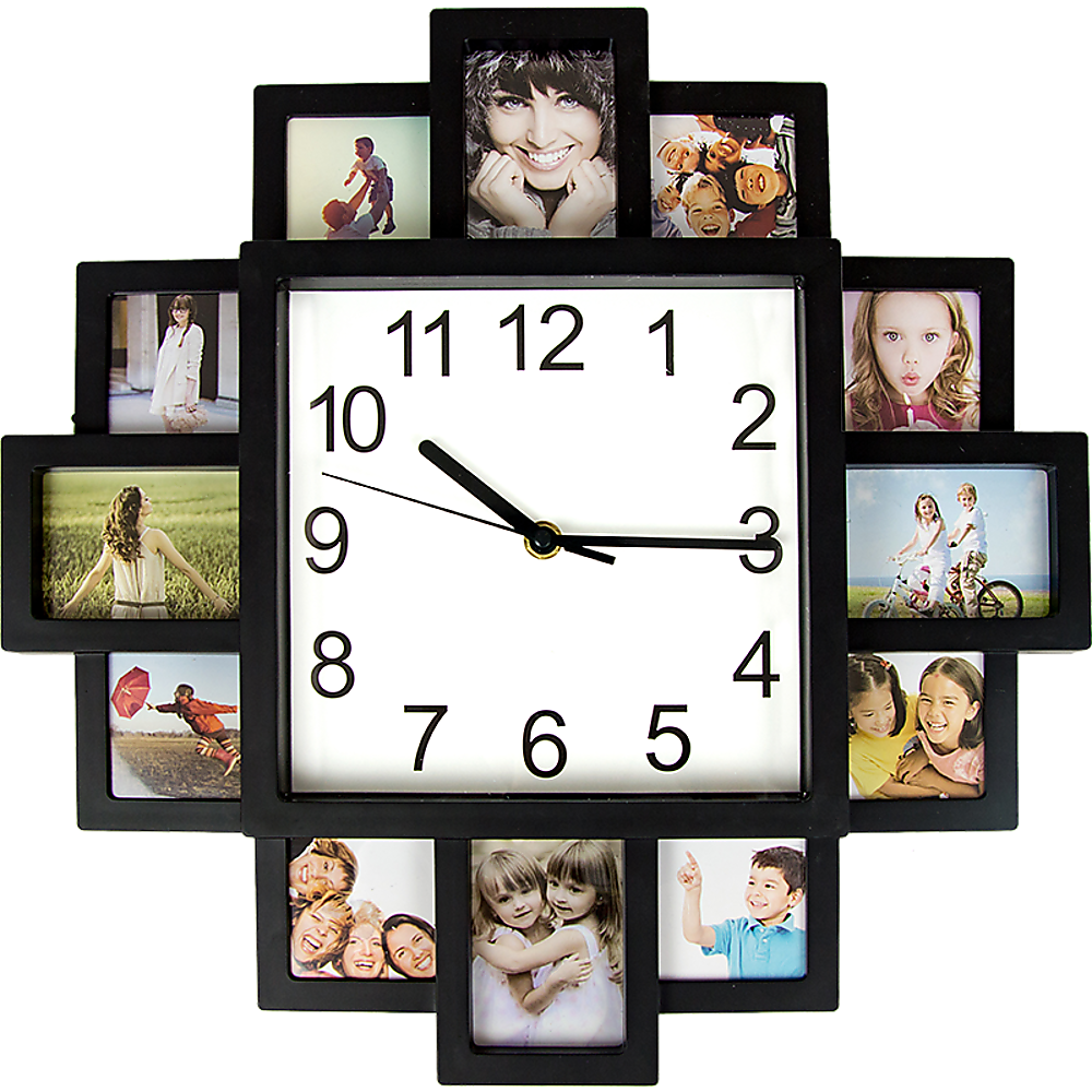 Photo Frame Clock 12-Picture Display Collage Wall Clock Home Décor