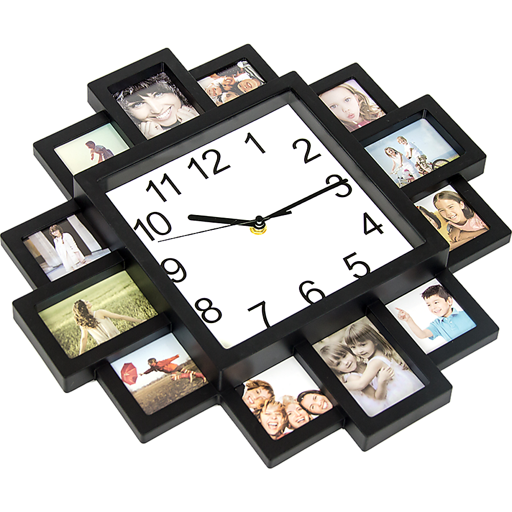 Photo Frame Clock 12-Picture Display Collage Wall Clock Home Décor