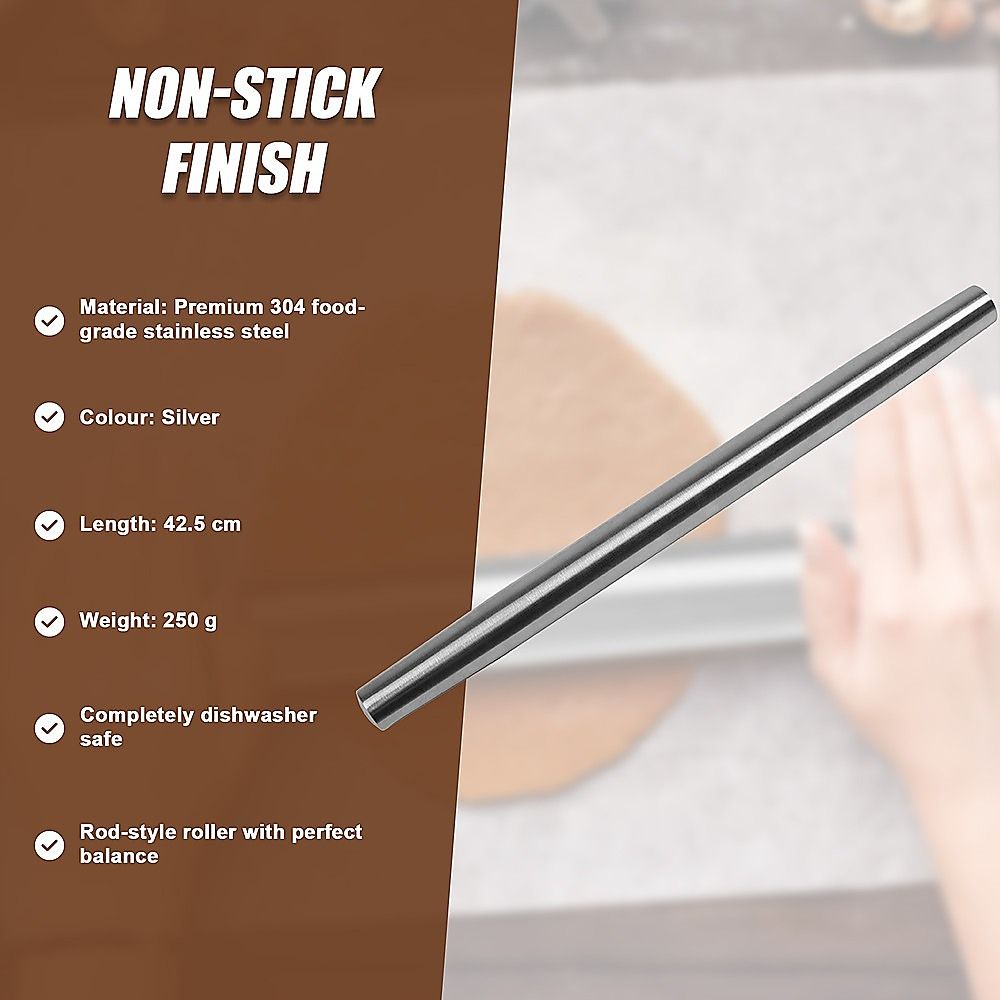 Rolling Pin Professional Baking Premium 304 Stainless Steel Kitchen Rod