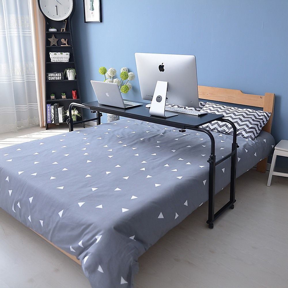 Overbed Table Laptop Desk with Wheels Adjustable Workstation