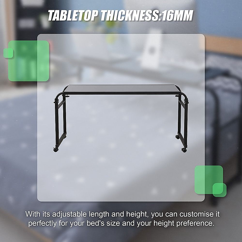 Overbed Table Laptop Desk with Wheels Adjustable Workstation