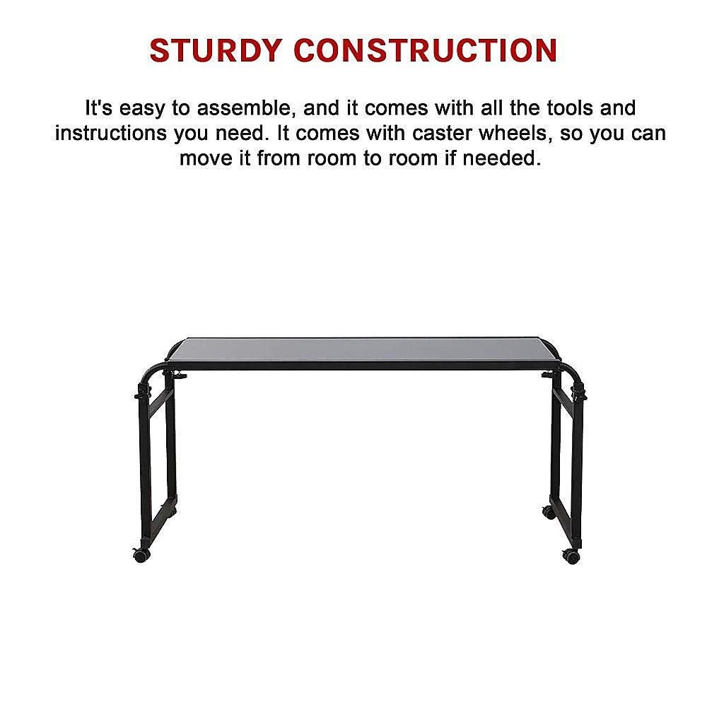 Overbed Table Laptop Desk with Wheels Adjustable Workstation