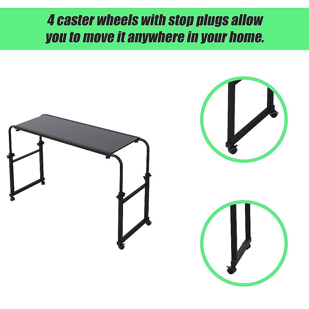 Overbed Table Laptop Desk with Wheels Adjustable Workstation
