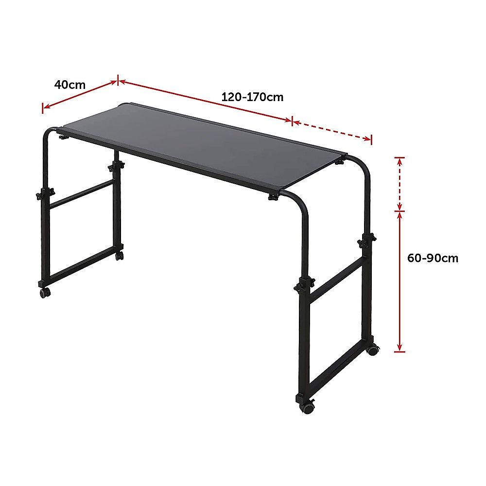 Overbed Table Laptop Desk with Wheels Adjustable Workstation