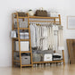 Clothes Rack Portable Coat Garment Stand Bamboo Rail Hanger Airer Closet