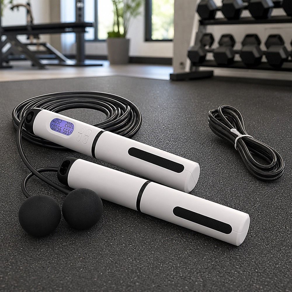 Skipping Rope Jump with Counter Smart Adjustable Calorie Counting Ropeless Cable