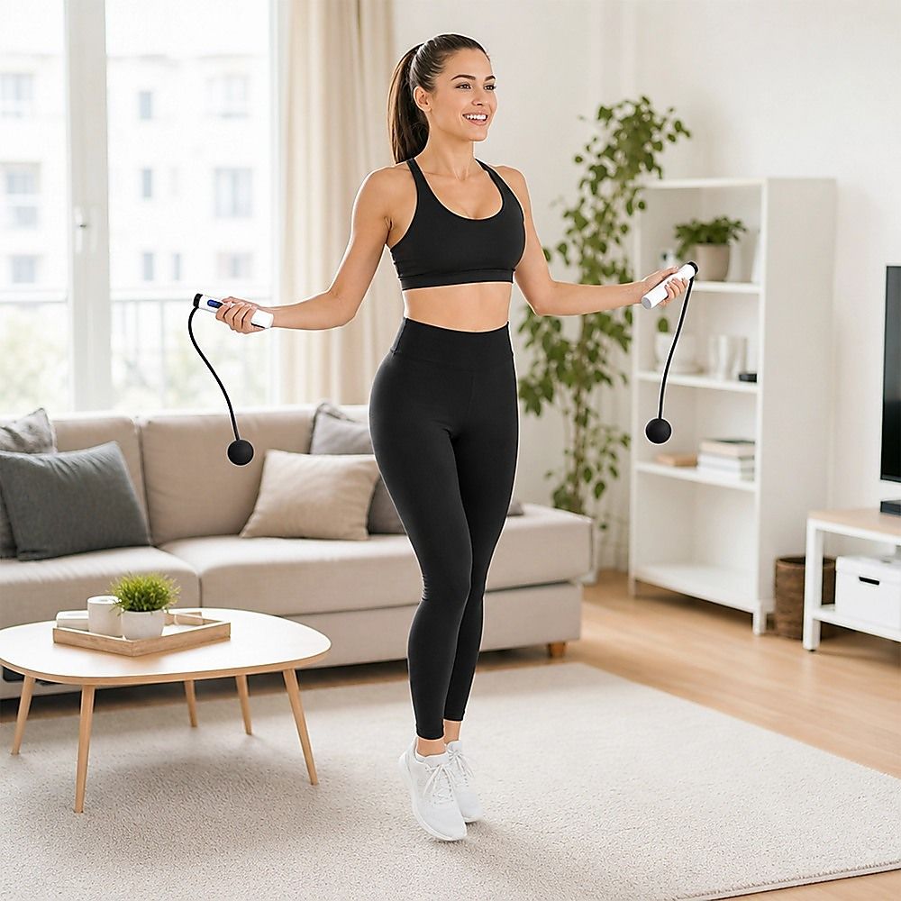 Skipping Rope Jump with Counter Smart Adjustable Calorie Counting Ropeless Cable