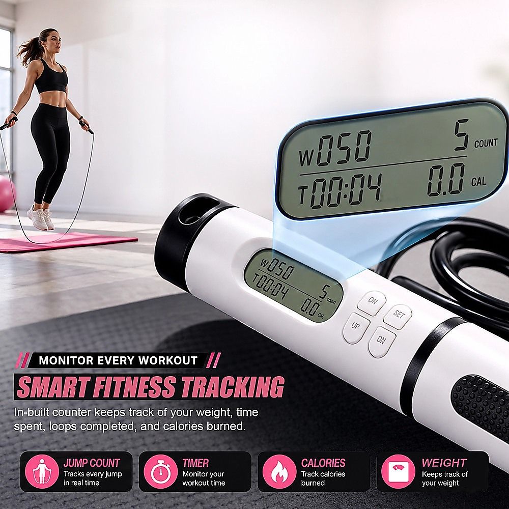 Skipping Rope Jump with Counter Smart Adjustable Calorie Counting Ropeless Cable
