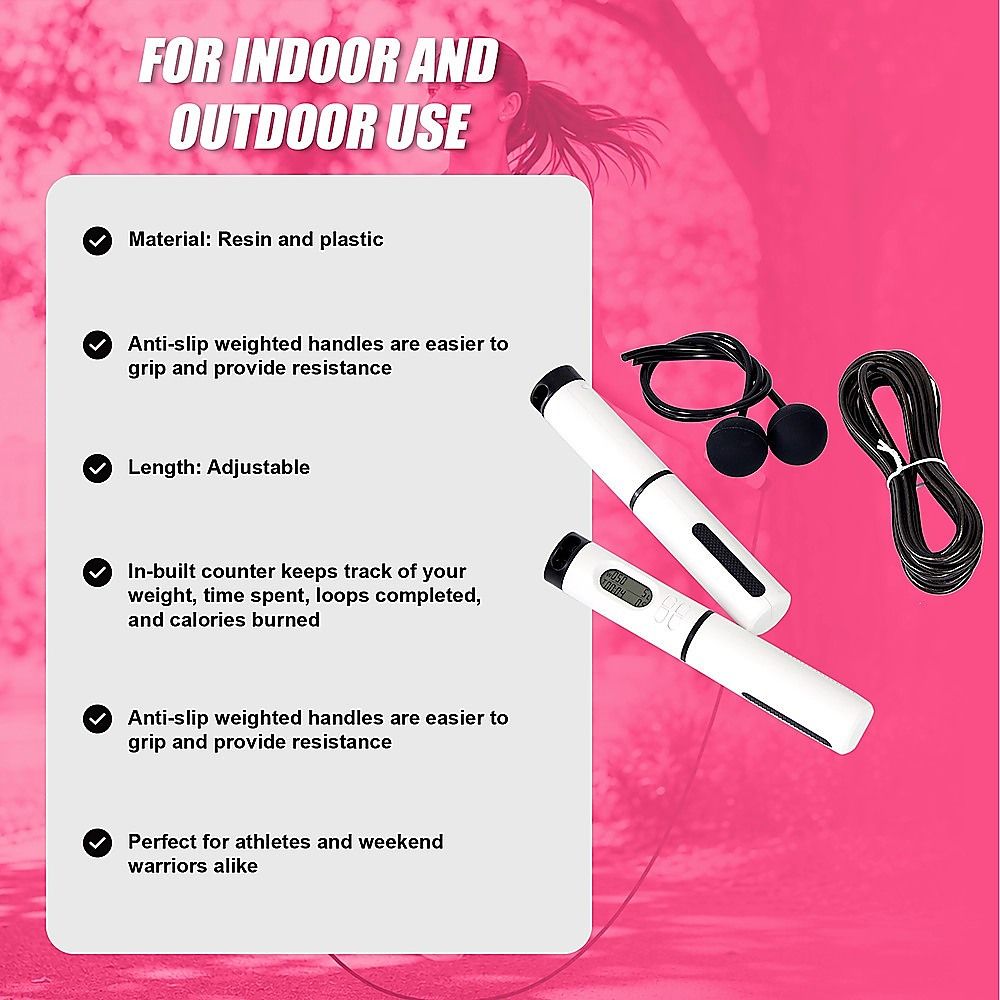 Skipping Rope Jump with Counter Smart Adjustable Calorie Counting Ropeless Cable