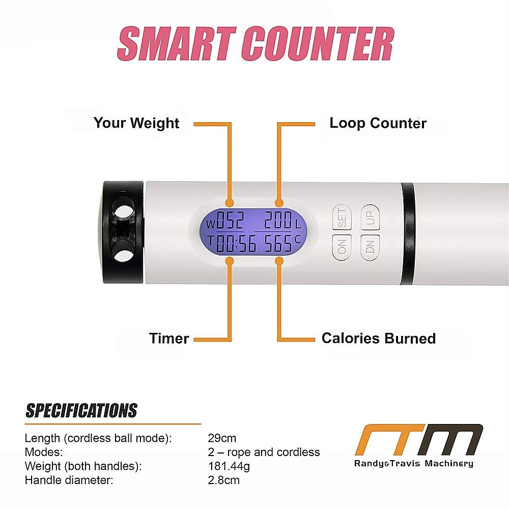 Skipping Rope Jump with Counter Smart Adjustable Calorie Counting Ropeless Cable