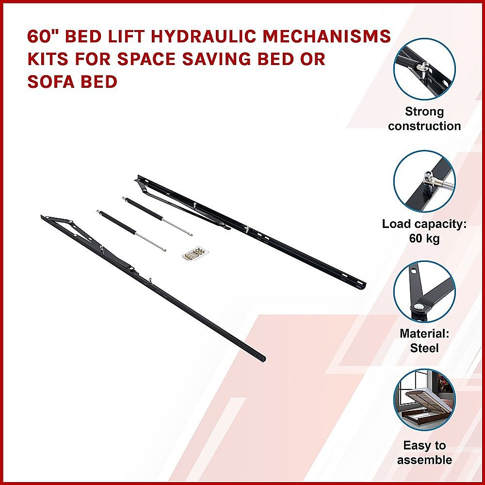 Hydraulic Bed Lift Kit 60" for Space Saving Bed or Sofa Bed