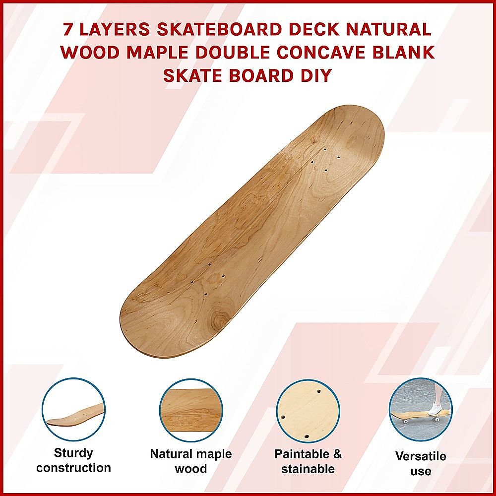 Skateboard Deck 7-Layer Natural Wood Maple Double Concave Blank DIY Board