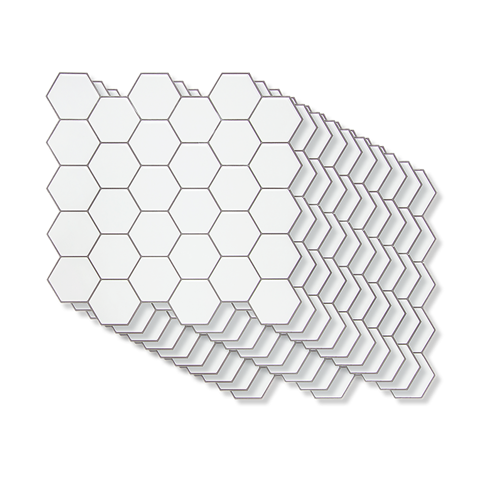 Peel and Stick Wall Tile 3D Hexagon White (30cm x 30cm x 10 sheets)