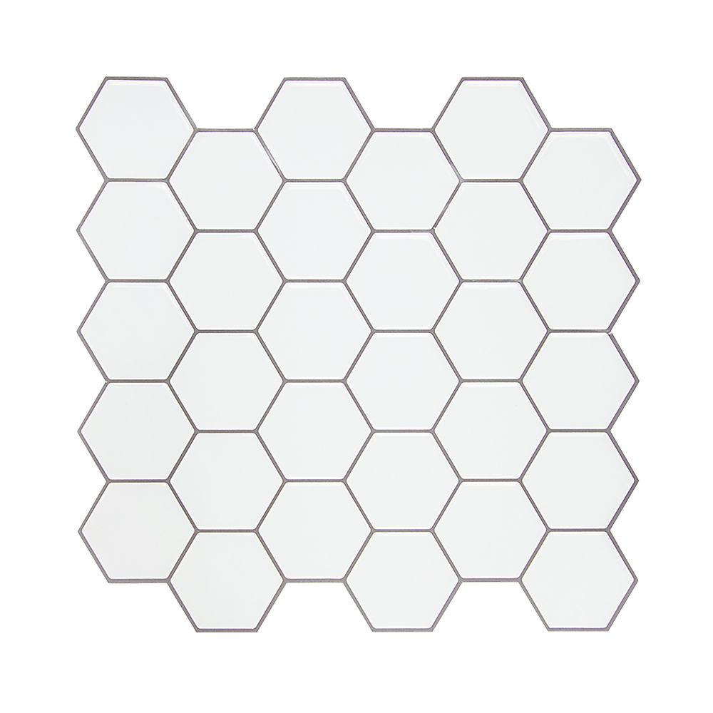 Peel and Stick Wall Tile 3D Hexagon White (30cm x 30cm x 10 sheets)