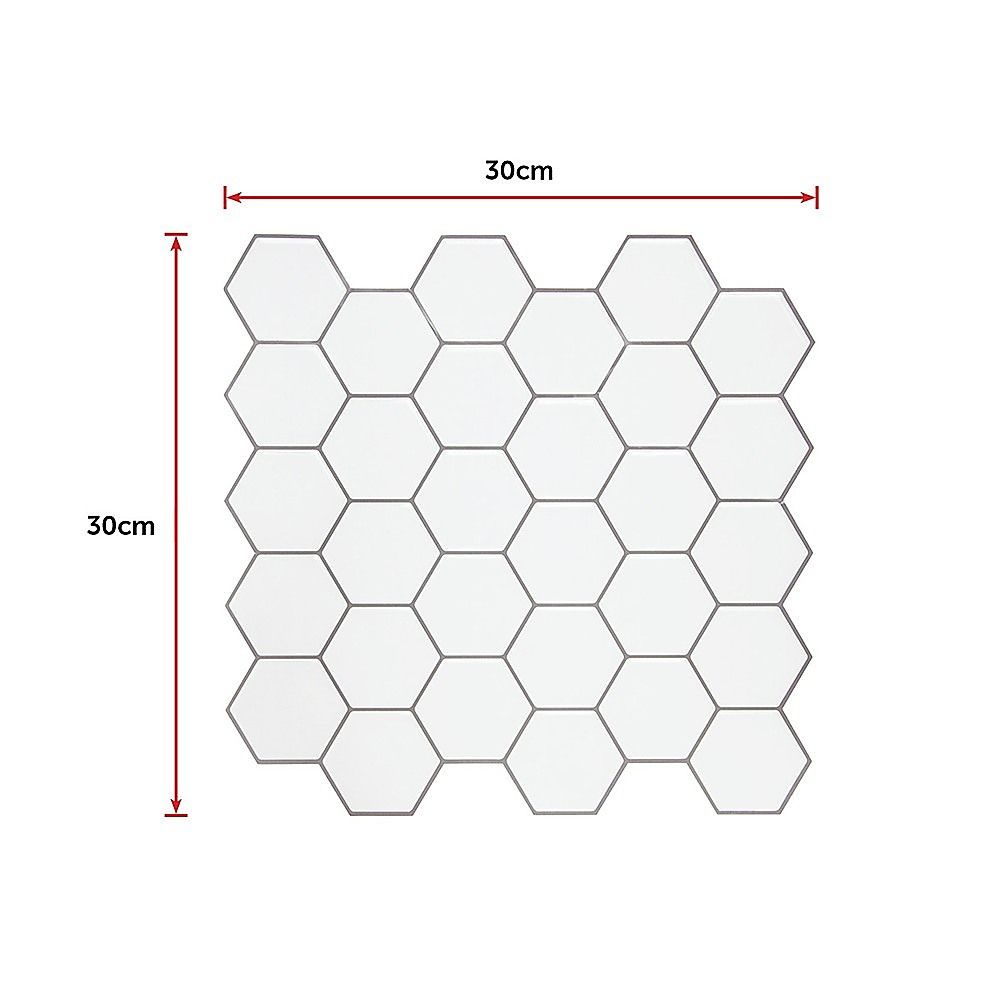 Peel and Stick Wall Tile 3D Hexagon White (30cm x 30cm x 10 sheets)