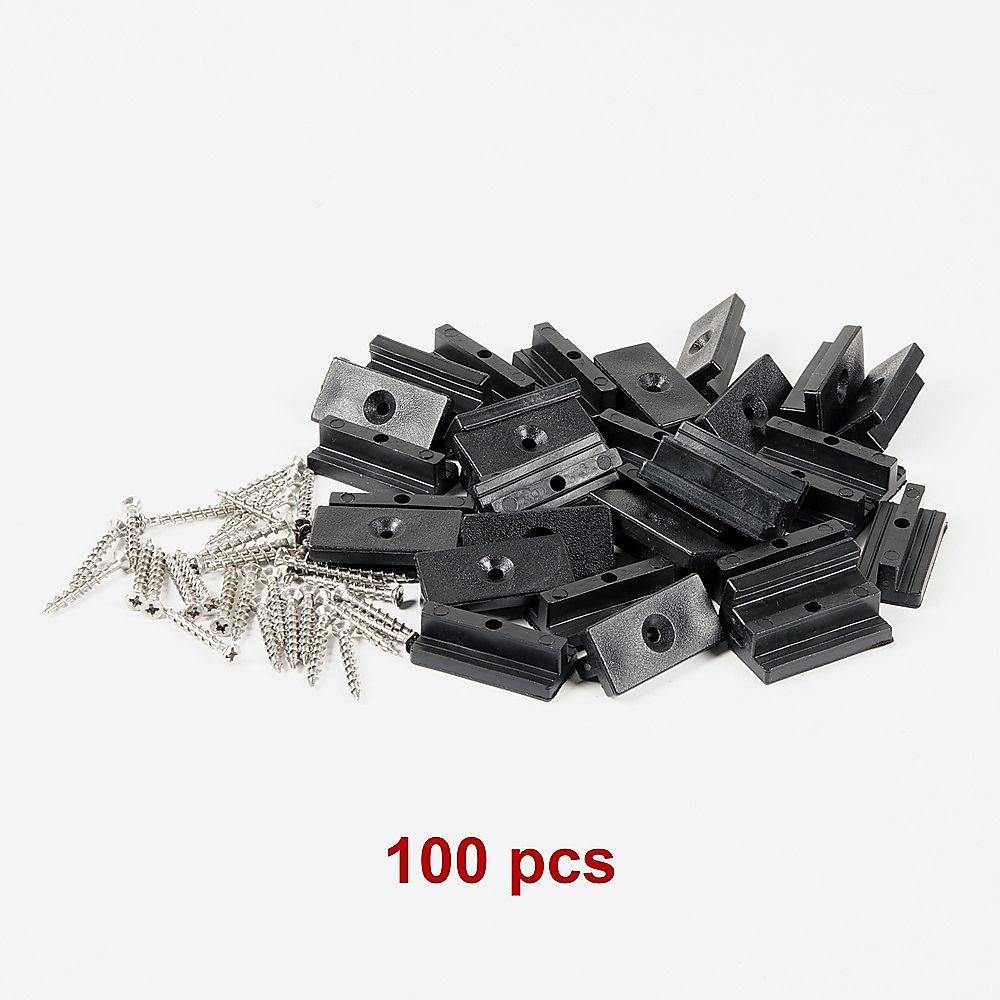 Composite Decking Hidden Fixing Fasteners - 100 Plastic T Clips & Screws