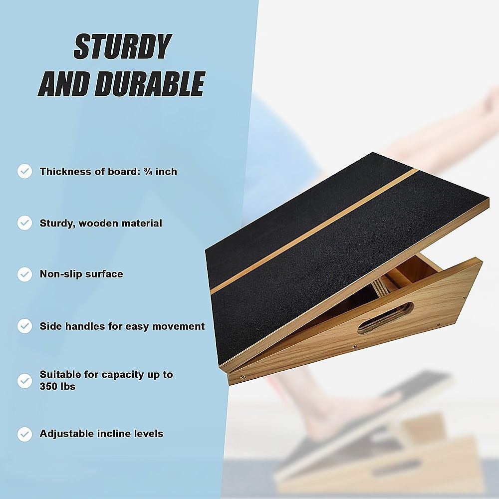 Exercise Board Wooden Slant with Adjustable Incline and Non-Slip Surface