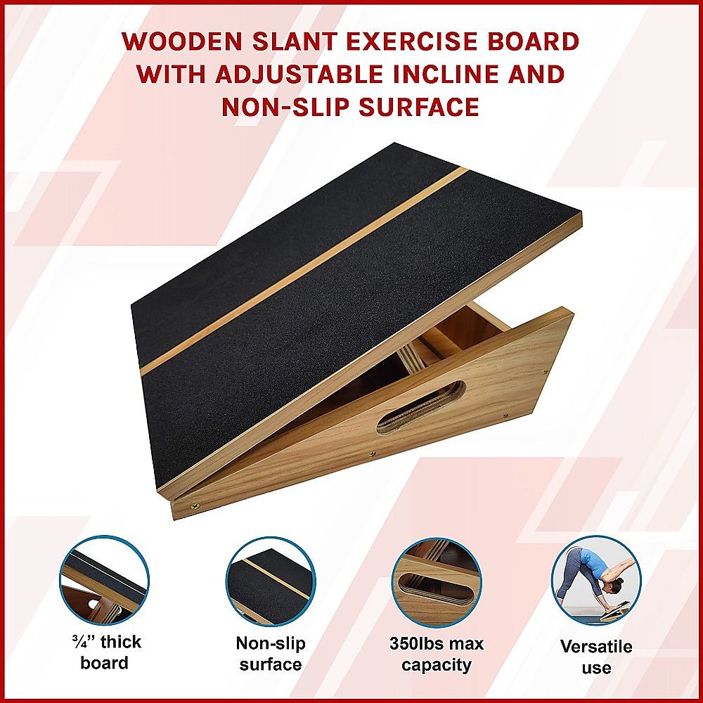 Exercise Board Wooden Slant with Adjustable Incline and Non-Slip Surface