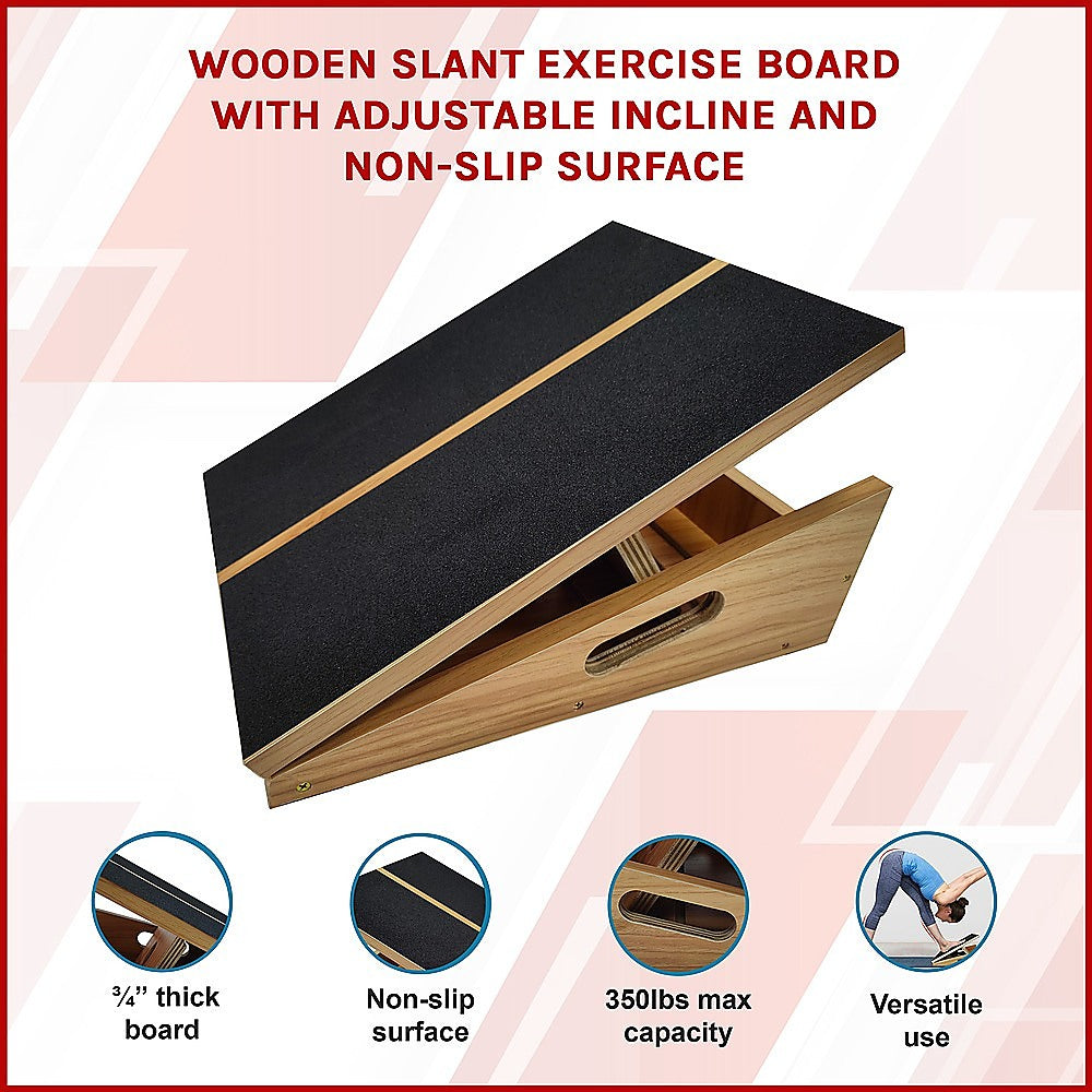 Exercise Board Wooden Slant with Adjustable Incline and Non-Slip Surface