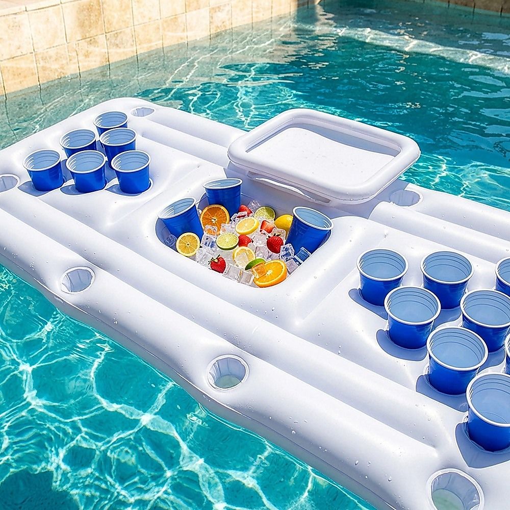 Big PVC Inflatable Beer Pong Raft Floating Pool Party Game Table Lounge Toy