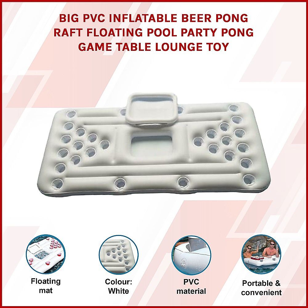 Big PVC Inflatable Beer Pong Raft Floating Pool Party Game Table Lounge Toy