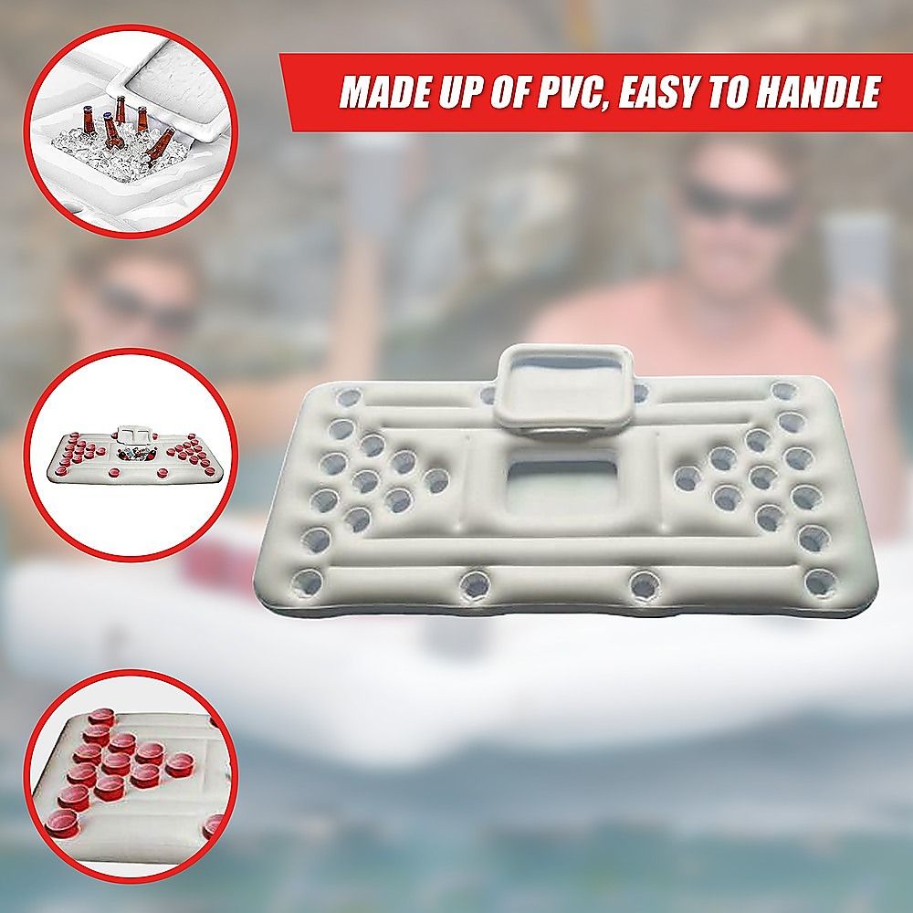 Big PVC Inflatable Beer Pong Raft Floating Pool Party Game Table Lounge Toy