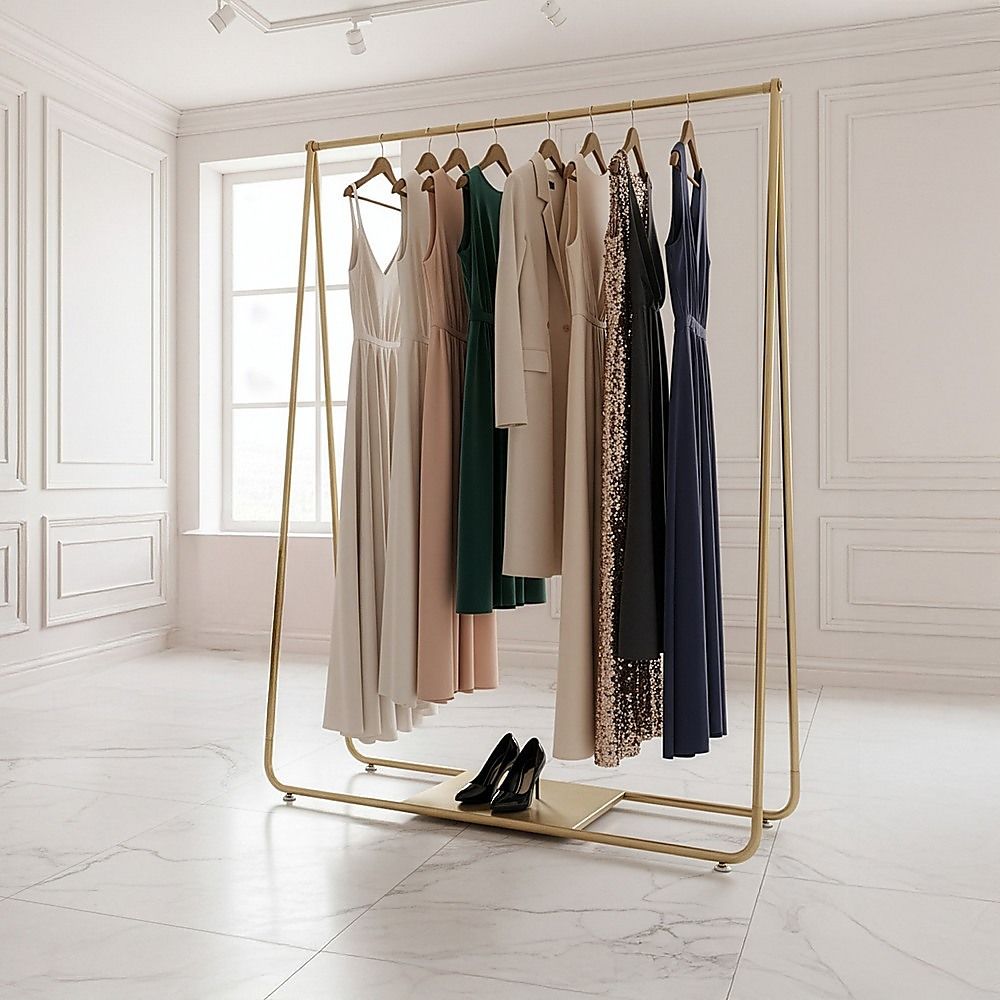 Garment Display Rack Gold Clothing Retail Shop Commercial