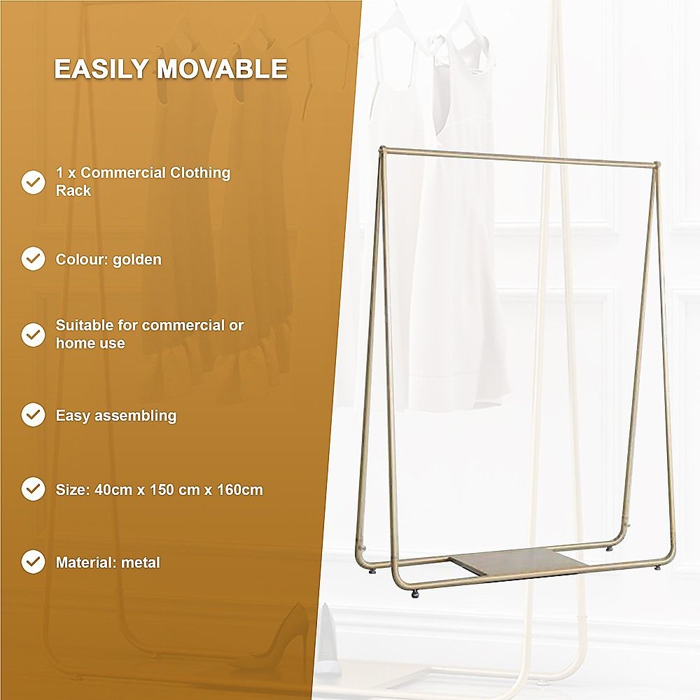 Garment Display Rack Gold Clothing Retail Shop Commercial