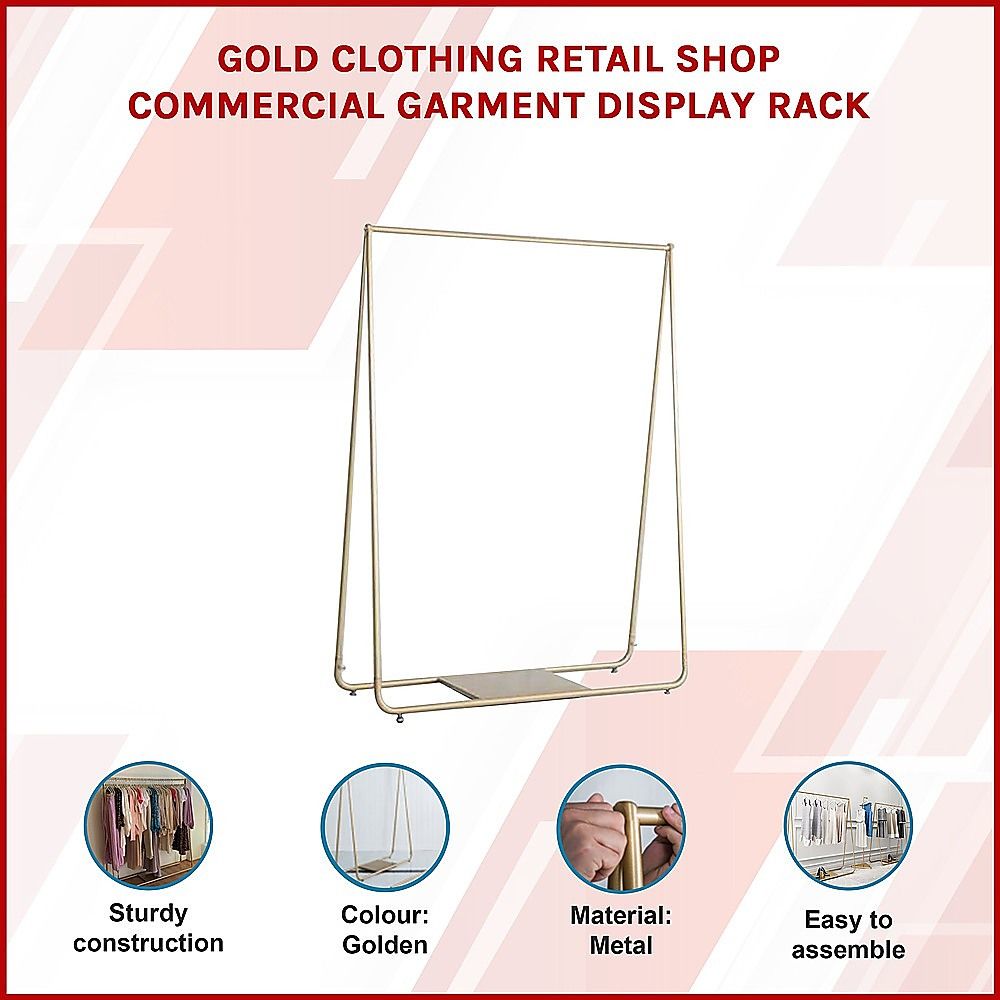 Garment Display Rack Gold Clothing Retail Shop Commercial