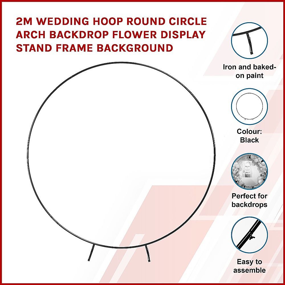 Wedding Hoop Round Circle Arch 2M Backdrop Flower Display Stand Frame Background