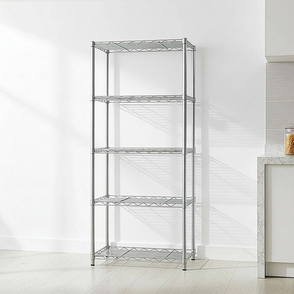 Storage Rack Shelving Wire Shelf 5 Tier Silver Metal