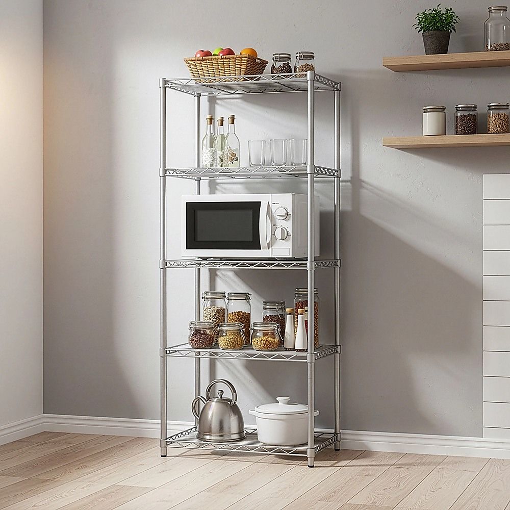 Storage Rack Shelving Wire Shelf 5 Tier Silver Metal