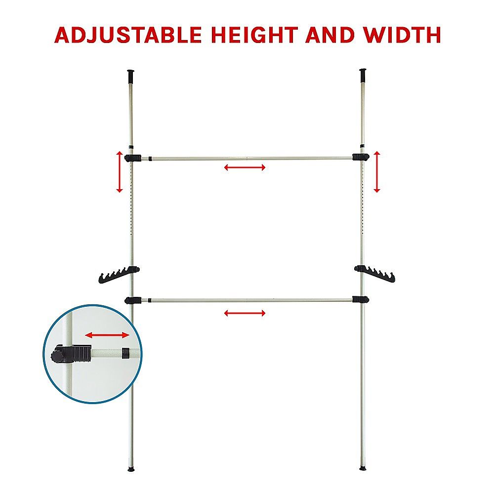 Heavy Duty Adjustable Clothes Rail Storage Garment Shelf Hanging Display Stand Rack