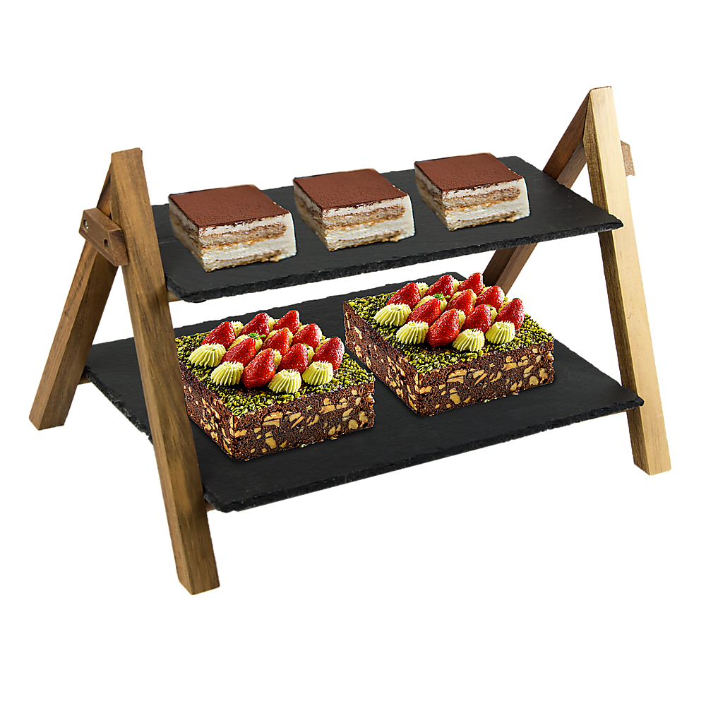 Party 2-Tier Cake Stand Slate Wedding Tiered Serving Stand Afternoon Tea