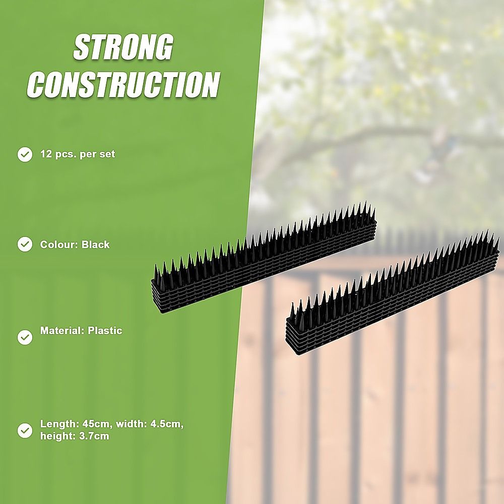 Bird Spikes Pest Control 12pc - Human, Cat, Possum, Mouse, Fence Wall Deterrent