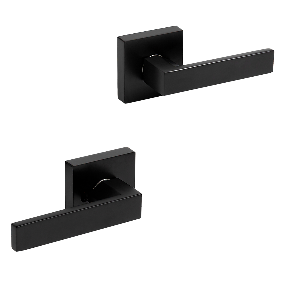 Door Handle Set - Lever Passage Function Square - Black