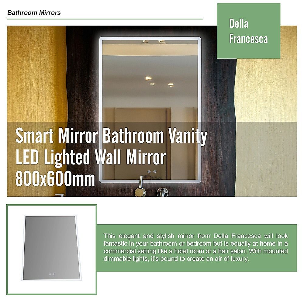 Smart Mirror Bathroom with Bluetooth Vanity LED Lighted Wall Mirror 800x600mm