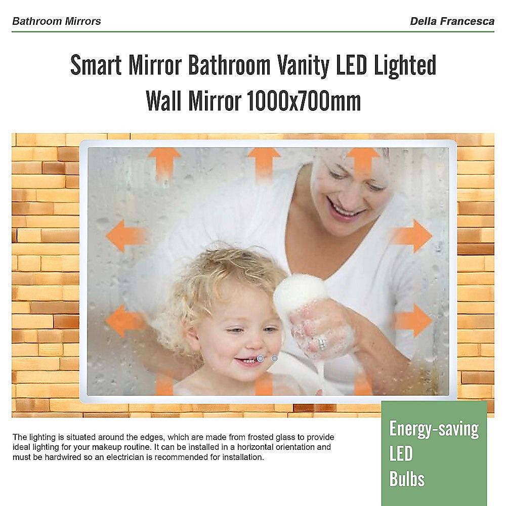 Smart Mirror Bathroom Vanity LED Lighted Wall Mirror with Bluetooth 1000x700mm