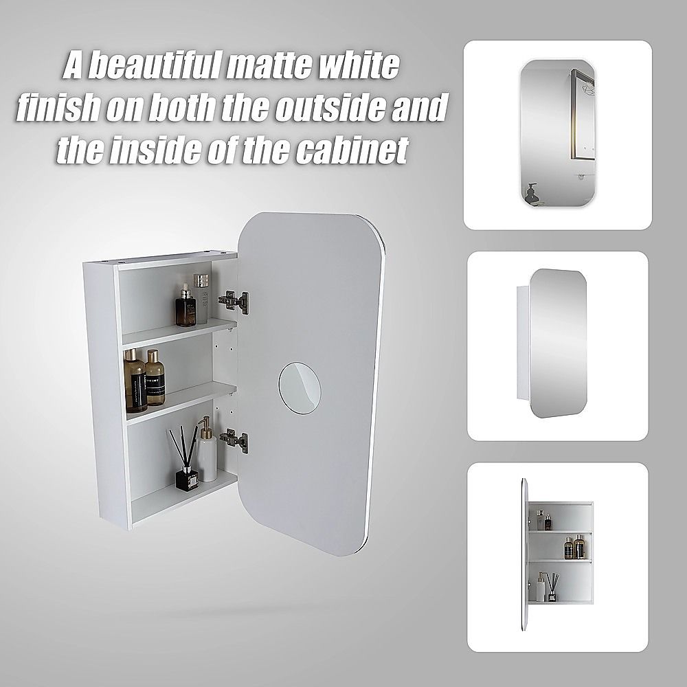 Bathroom Mirror Rectangle Wall Hung Shaving Cabinet Vanity - Matte White