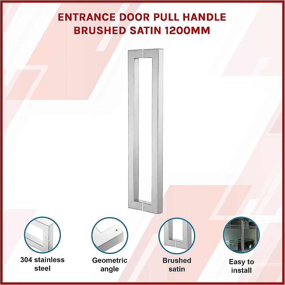 Entrance Door Pull Handle Brushed Satin - 1200MM