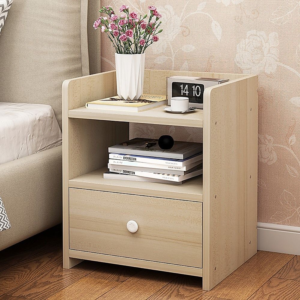 Bedside Table Drawers Side Bedroom Furniture Nightstand - Wood Unit