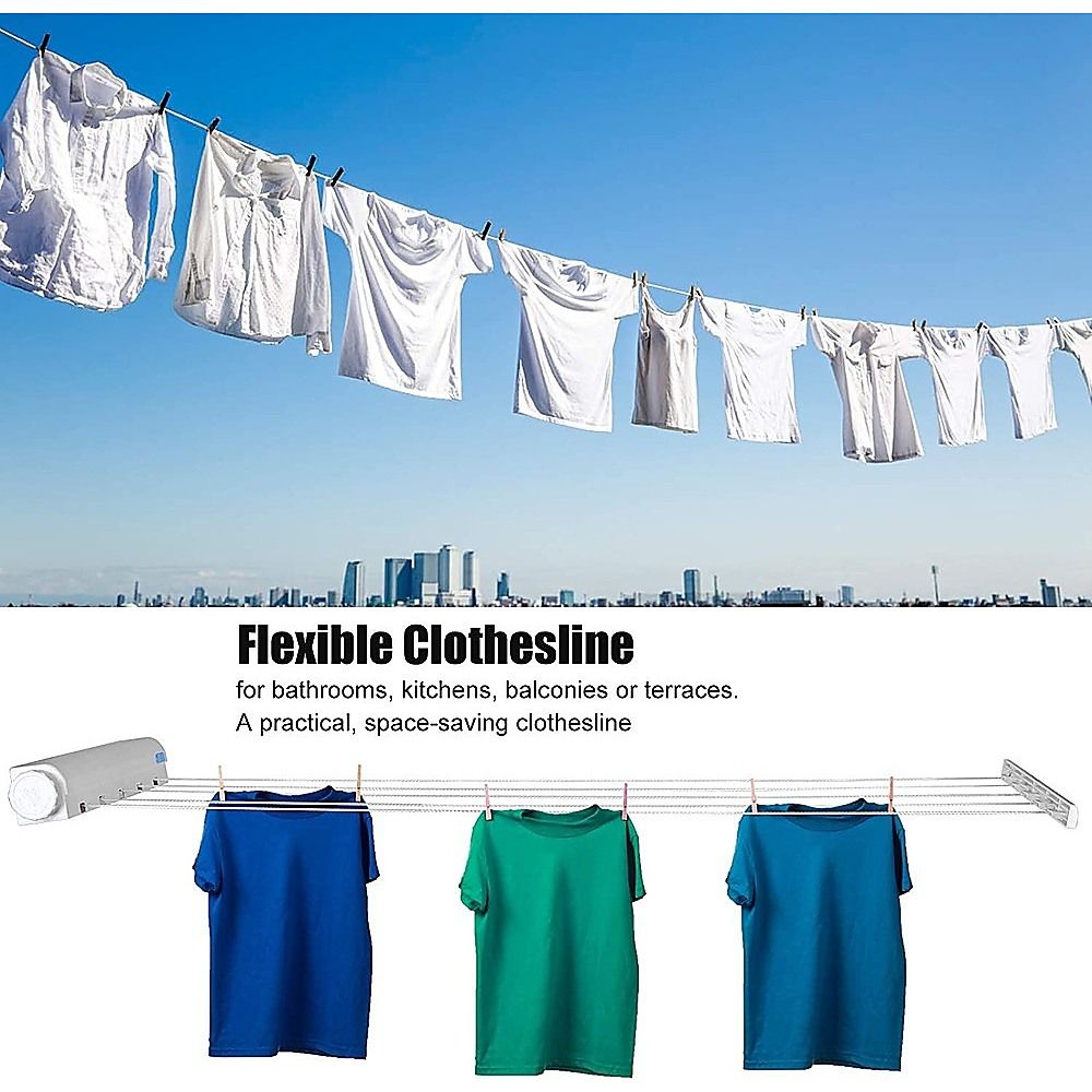 Retracting Clothesline 6 Line 39m Hanging Space Hanger